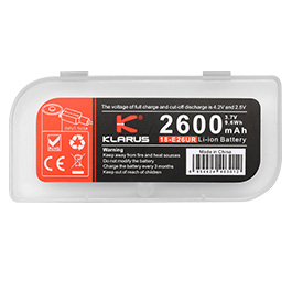 Klarus 18-E26UR Akku 2600mAh mit Micro-USB Ladeanschluss