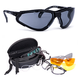 Infield Schutzbrille Terminator X-Tra schwarz Ballistic MIL Set inkl. 4 Wechselglser, Clip, Etui