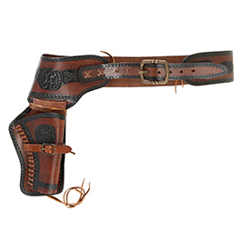 Western Revolver Gürtel mit Holster Echtleder braun/schwarz