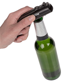 Flaschenffner und Kronkorken-Pistole Bottle Cap Gun schwarz