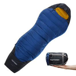 Nordisk Schlafsack Puk +10 Curve L true blau/gelb