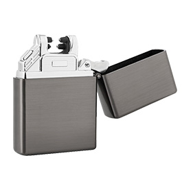 MetMaxx Feuerzeug Future Pocket Fire Lichtbogen inkl. USB-Ladekabel silber/grau