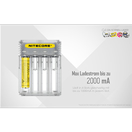 Nitecore Q4 Ladegerät für bis zu 4 Li-Ion Akkus transparent Bild 3