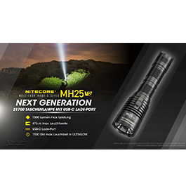 Nitecore LED-Taschenlampe MH25 V2 1300 Lumen inkl. Akku und Nylonholster schwarz Bild 5