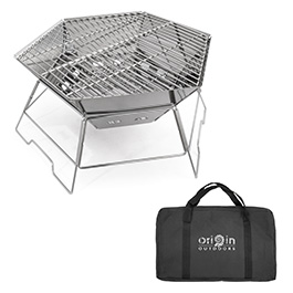 Origin Outdoors Grill- und Feuerstelle Hexagon 40 x 45 cm Edelstahl inkl. Tragetasche