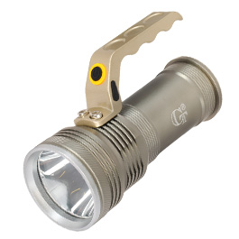 LED-Taschenlampe COB Aluminium 8000 Lumen und SOS-Blinklicht in rot inkl. Akku und USB-Lader silber