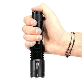 Bailong LED-Taschenlampe Tactical schwarz inkl. Kabelschalter, Akku und Ladegerät Bild 9