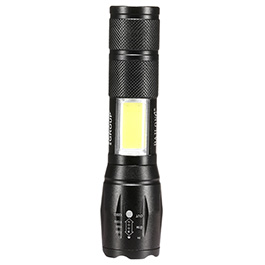 Bailong LED-Taschenlampe mit Zoom und COB LED schwarz inkl. Akku Bild 1 xxx: