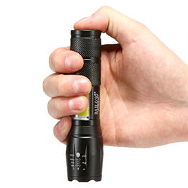 Bailong LED-Taschenlampe mit Zoom und COB LED schwarz inkl. Akku Bild 11