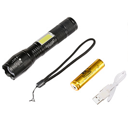 Bailong LED-Taschenlampe mit Zoom und COB LED schwarz inkl. Akku Bild 4
