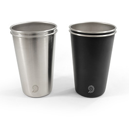 Origin Outdoors Edelstahlbecher Set Livingstone 4 Stck schwarz/silber