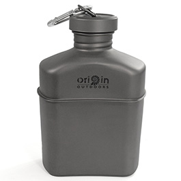 Origin Outdoors Feldflasche Titan 1 Liter grau extrem leicht inkl. Tragetasche