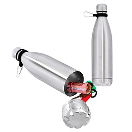 Isolierflasche Geheimversteck Edelstahl 400ml + 350 ml silber