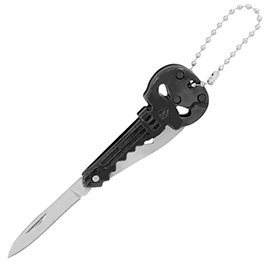 Schlüsselanhänger Skull schwarz mit Messer und Flaschenöffner