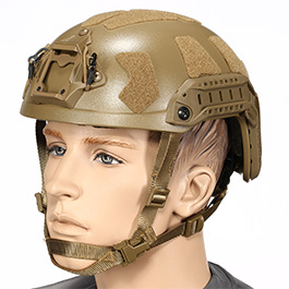 Nuprol FAST Railed SF Airsoft Helm mit NVG Mount Tan