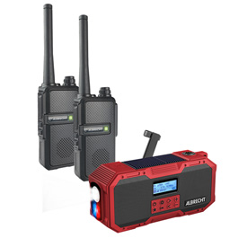 Notfallset PMR-Basic: 3 tlg. 2x robuste Funkgeräte + Kurbelradio DAB+ und UKW Empfang, inkl. Ladegeräte und Akkus