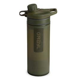Grayl GeoPress Wasserfilter Trinkflasche 710 ml oliv drab - für Wandern, Camping, Outdoor, Survival