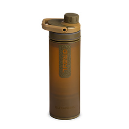 Grayl UltraPress Wasserfilter Trinkflasche 500 ml coyote brown - für Wandern, Camping, Outdoor, Survival