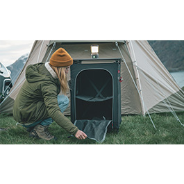 Robens Campingschrank Settler mit zwei Regalböden 58 x 58 x 83 cm schwarz klappbar Bild 9