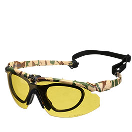 Nuprol Battle Pro Protective Airsoft Schutzbrille inkl. Brillenträgereinsatz camo / gelb