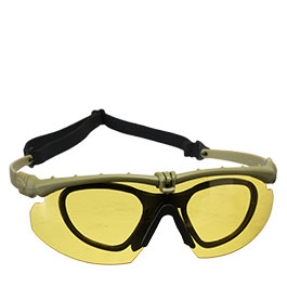 Nuprol Battle Pro Protective Airsoft Schutzbrille inkl. Brillenträgereinsatz oliv / gelb Bild 2