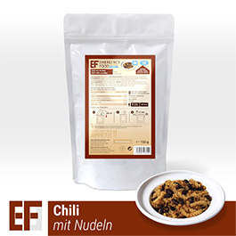 Emergency Food Meals Notration Chili mit Nudeln pikant 150g Beutel 1 Portionen