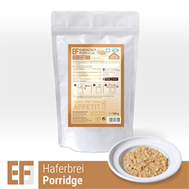 Emergency Food Meals Notration Haferbrei Porridge mit Apfel und Zimt 160g Beutel 1 Portionen