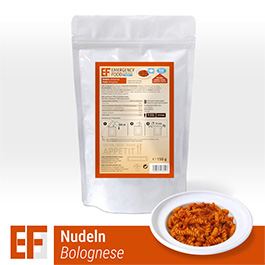 Emergency Food Meals Notration Nudeln Bolognese vegetarisch mit Soja 150g Beutel 1 Portionen