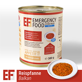 Emergency Food Meals Notration Reispfanne Balkan mit Paprika und Rindfleisch 380g Dose 2 Portionen