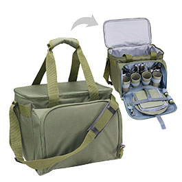 Commando Industries Kühltasche Cooler Bag 20 Liter mit Picknick-Set oliv