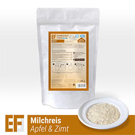 Emergency Food Meals Notration Milchreis mit Apfel und Zimt 200g Beutel 1 Portionen