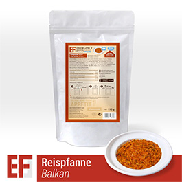 Emergency Food Meals Notration Reispfanne Balkanart mit Paprika und Rindfleisch 190g Beutel 1 Portionen