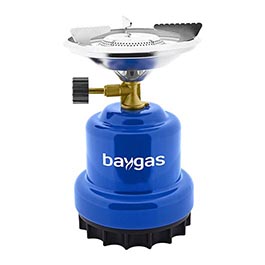 Baygas Gaskocher mit Metallgehuse fr Stechkartuschen blau