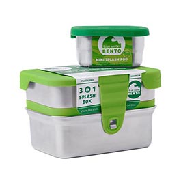 ECO Lunchbox-Set 3-in-1 Splash Box Edelstahl grn