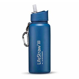 LifeStraw Go Stainless Steel Trinkflasche mit Wasserfilter vakuumisoliert 700 ml hellblau - für Survival, Outdoor...