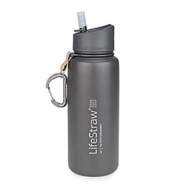 LifeStraw Go Stainless Steel Trinkflasche mit Wasserfilter vakuumisoliert 700 ml grau - für Survival, Outdoor...