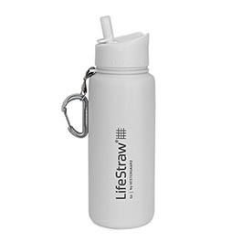 LifeStraw Go Stainless Steel Trinkflasche mit Wasserfilter vakuumisoliert 700 ml weiß - für Survival, Outdoor...