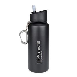 LifeStraw Go Stainless Steel Trinkflasche mit Wasserfilter vakuumisoliert 700 ml schwarz - für Survival, Outdoor...