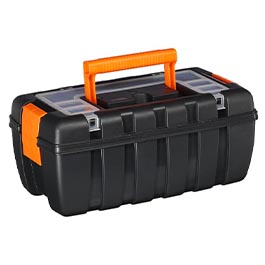 Werkzeugkiste mit Zwischenfach 37 x 20 x 16 cm schwarz/orange