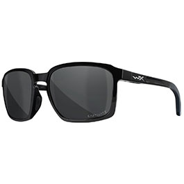 Wiley X Sonnenbrille Alfa Captivate schwarz glnzend Glser grau polarisiert inkl. Brillenetui und Seitenschutz