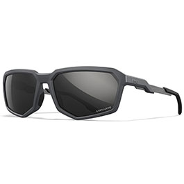 Wiley X Sonnenbrille Recon Captivate matt grau Glser schwarz verspiegelt Polarisiert inkl. Seitenschutz