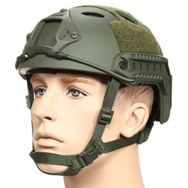 nHelmet Airsoft Helm FAST PJ Standard Railed mit NVG Mount oliv