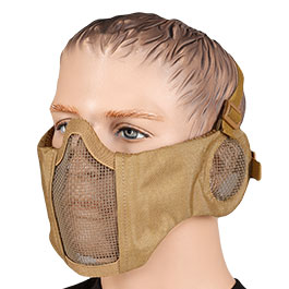 WoSport WST Battlefield Glory Airsoft Gittermaske Lower Face mit Ohrabdeckung tan