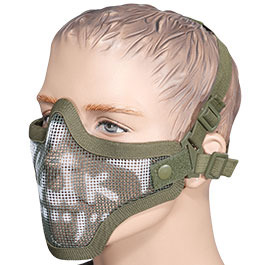 WoSport WST Scout V1 Airsoft Gittermaske Lower Face OD Skull