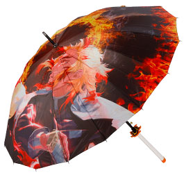 Regenschirm Katanaoptik Demon Slayer Motiv Kyoujurou orange/wei 110 cm