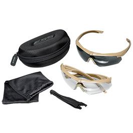 ESS ballistische Schutzbrille Crossbow tan 2er Komplettset klar-transparent / rauchgrau - 740-0463