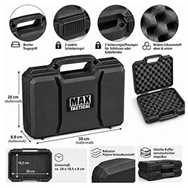 Kleinbild 8 MAX Tactical Pistol Hard Case Pistolenkoffer 30 x 26 x 8,8 cm Waben-Schaumstoff schwarz