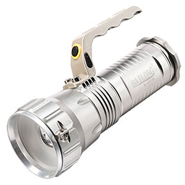 Bailong LED-Taschenlampe BL-677-T6 800 Lumen silber inkl. Ladegerte, Li-Ionen-Akkus & Schultergurt