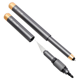 True Utility Pen and Knife Set grau/messing Kugelschreiber, Messer, Touchpen, Schraubendreher inkl. Schlsselringe