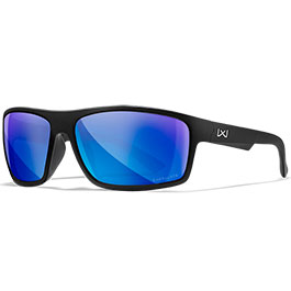 Wiley X Sonnenbrille Peak XL Captivate mattschwarz Glser blau verspiegelt polarisiert inkl. Brillenbeutel